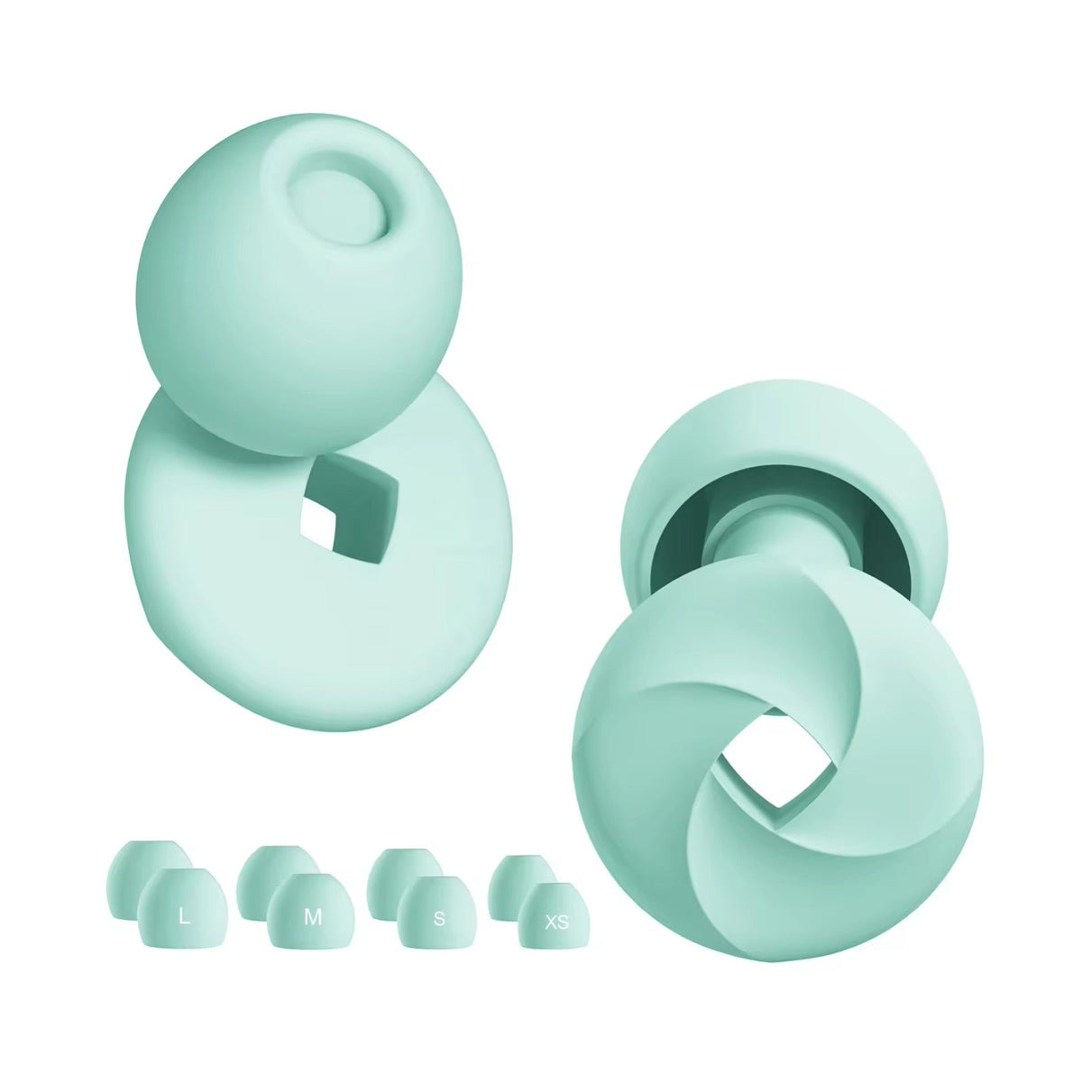 Salutive silicone ear plugs in mint with interchangeable tips